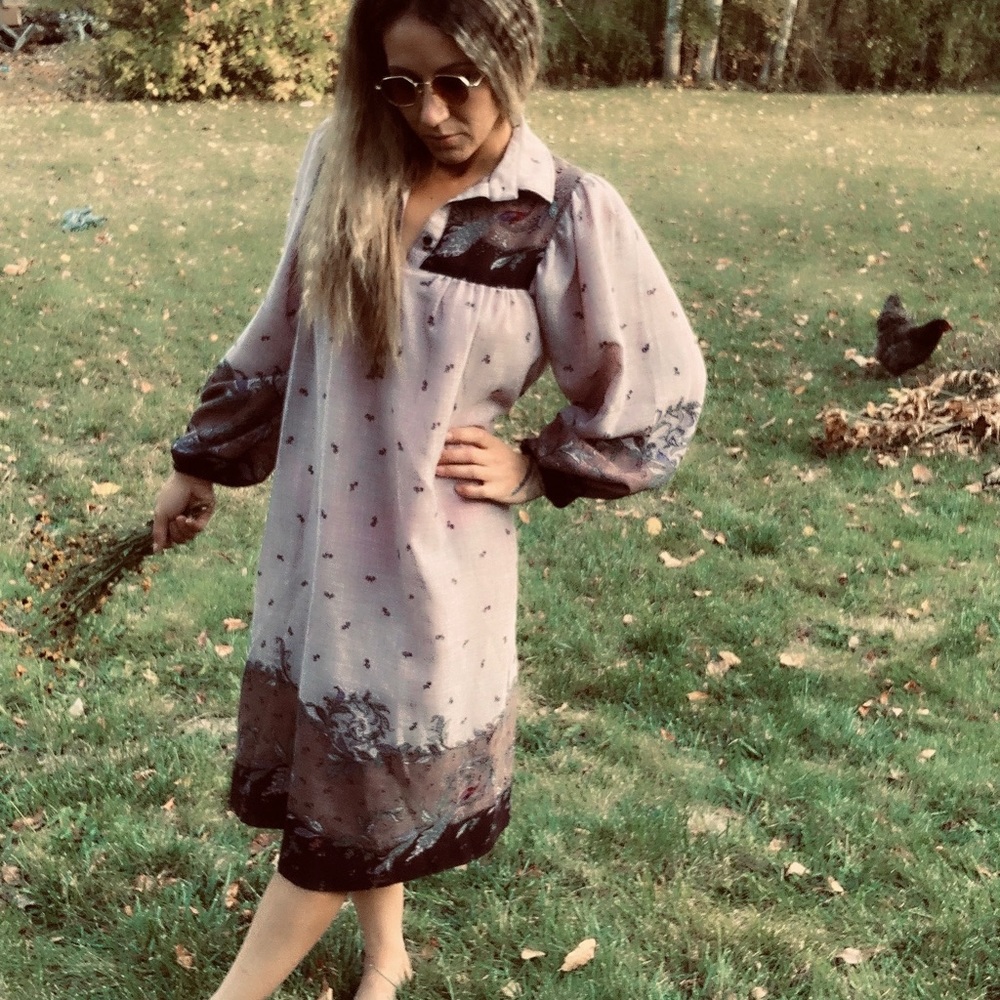 Vintage 60’s 70’s pheasant boho dress S/M